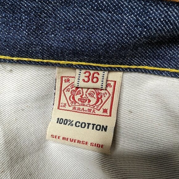 Evisu No 2 Lot 0001 Jeans Tag Size 36 Gold Embroidered Button Fly Blue Denim - Picture 8 of 10